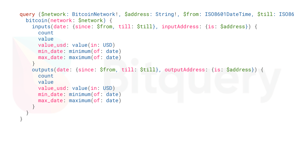 Bitcoin balance using input outputs - Blockchain Data API