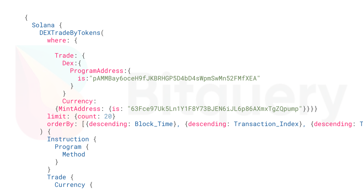Solana trade for a token - Blockchain Data API