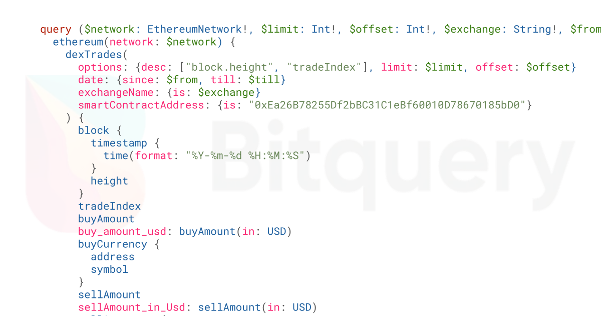 trades for pair USDC/ETH on Pancakeswap Blockchain Data API