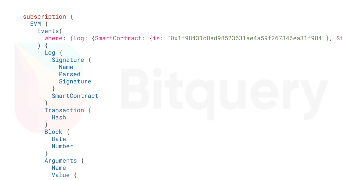 uniswap v3 pairs websocket - Blockchain Data API